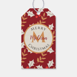 Niedliches Weihnachtsmongramm Burgundy Holly Mistl Geschenkanhänger