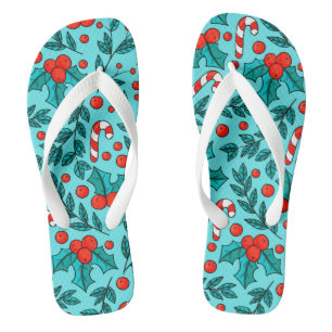 Niedliches Weihnachtsmuster Blau Flip Flops