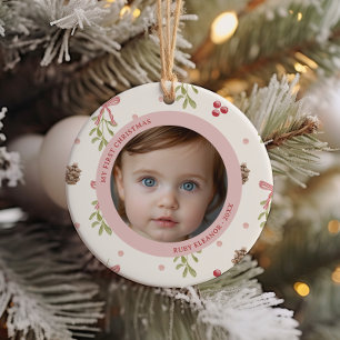 Niedliches Weihnachtsmuster Erstes Foto Keramik Ornament