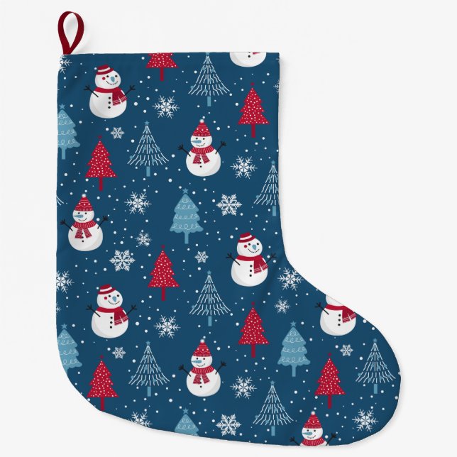 Niedliches Weihnachtsmuster Großer Weihnachtsstrumpf (Vorderseite)