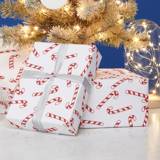 Niedliches Weihnachtsmuster in Rot und Weiß Candy  Geschenkpapier (Feiertage)
