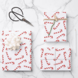 Niedliches Weihnachtsmuster in Rot und Weiß Candy  Geschenkpapier Set