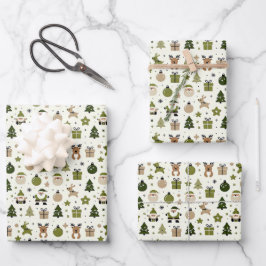 Niedliches Weihnachtsmuster mit dem Weihnachtsmann Geschenkpapier Set