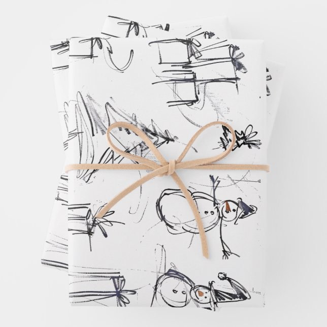 Niedliches Weihnachtsmuster mit Snowman, Tree und  Geschenkpapier Set (Beispiel)