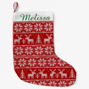 Niedliches Weihnachtsmuster-Monogramm Kleiner Weihnachtsstrumpf