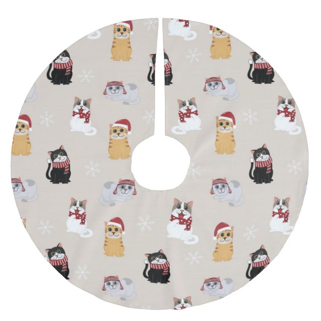 Niedliches Weihnachtsmuster Polyester Weihnachtsbaumdecke (Vorderseite)
