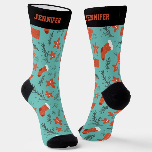 Niedliches Weihnachtsmuster Socken (Gewinkelt)