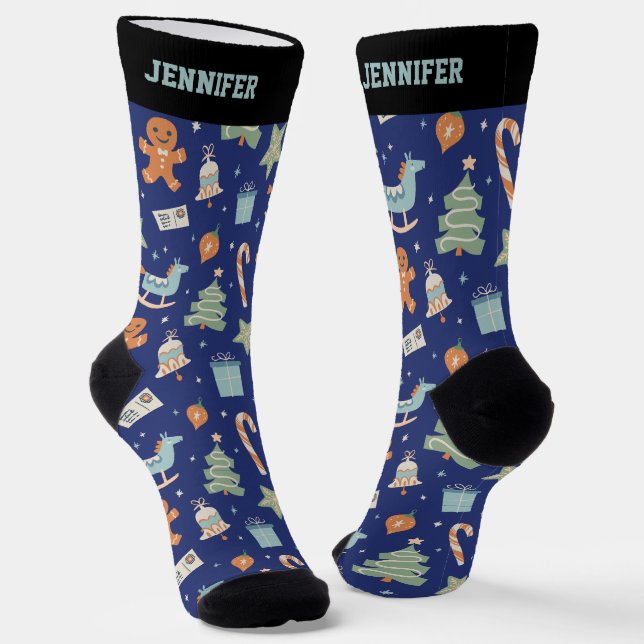 Niedliches Weihnachtsmuster Weihnachten Weihnachte Socken (Gewinkelt)