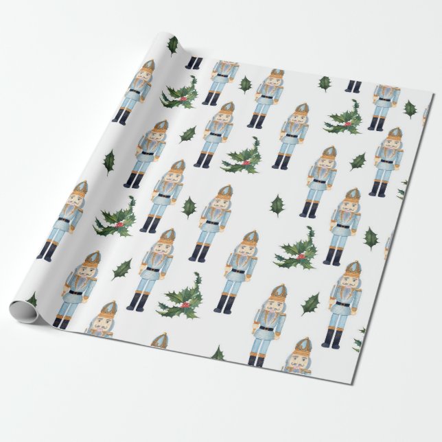 Niedliches WeihnachtsNutcracker-Muster Geschenkpapier (Ungerollt)
