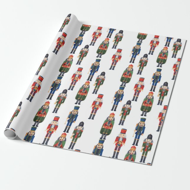 Niedliches WeihnachtsNutcracker-Muster Geschenkpapier (Ungerollt)
