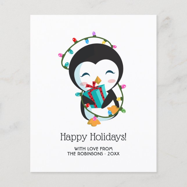 Niedliches Weihnachtspenguin Happy Holidays Foto Flyer (Vorne)
