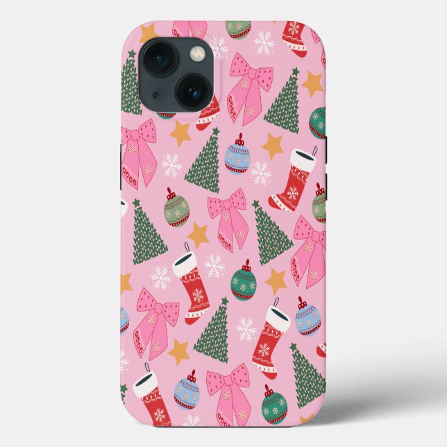 Niedliches Weihnachtsrosa Case-Mate iPhone Hülle (Rückseite)