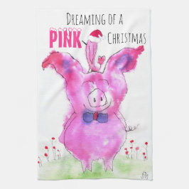 Niedliches Weihnachtsrosa Schweinetuch Handtuch
