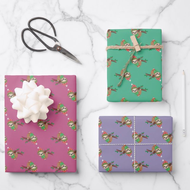 Niedliches Weihnachtsschleifpapier Geschenkpapier Set (Vorderseite)