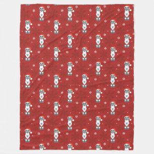Niedliches Weihnachtsschnauzer Hund Schneeflockenm Fleecedecke