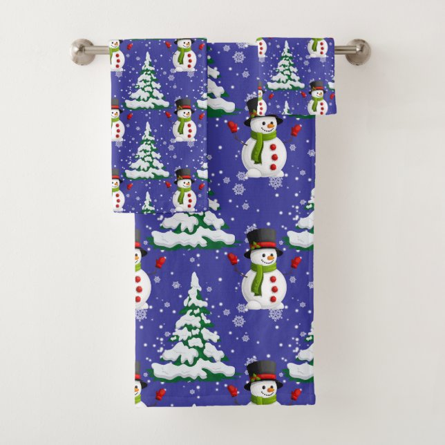 Niedliches Weihnachtsschneemuster Badehandtuch Set (Insitu)