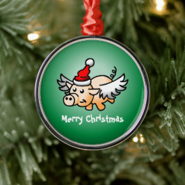 Niedliches Weihnachtsschwein Ornament Aus Metall