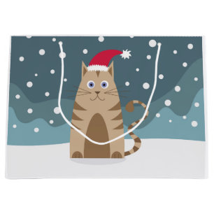 Niedliches Weihnachtstiertier, lustige Katze in Sc Große Geschenktüte