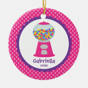 Niedliches Weihnachtsverzierung ROSA Gumballs Keramikornament
