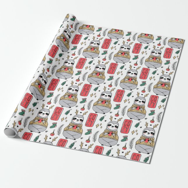 Niedliches Weihnachtswackelpapier Geschenkpapier (Ungerollt)