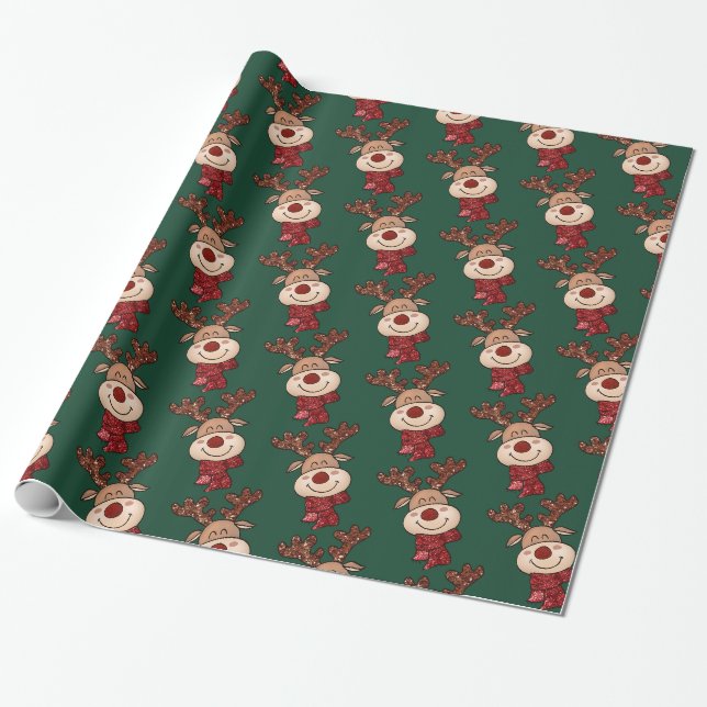 Niedliches Weihnachtswackelpapier Geschenkpapier (Ungerollt)