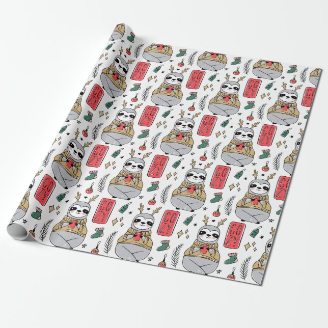 Niedliches Weihnachtswackelpapier Geschenkpapier (Ungerollt)