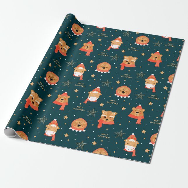 Niedliches Weihnachtswackelpapier Geschenkpapier (Ungerollt)