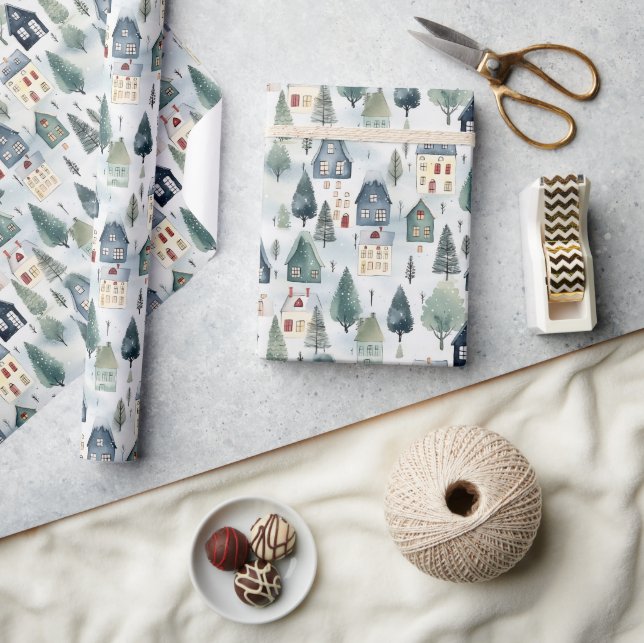 Niedliches Weihnachtswintermuster Geschenkpapier (Kunsthandwerk)
