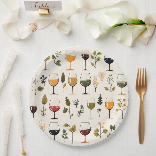Niedliches Weinbecher Pappteller (Hochzeit)