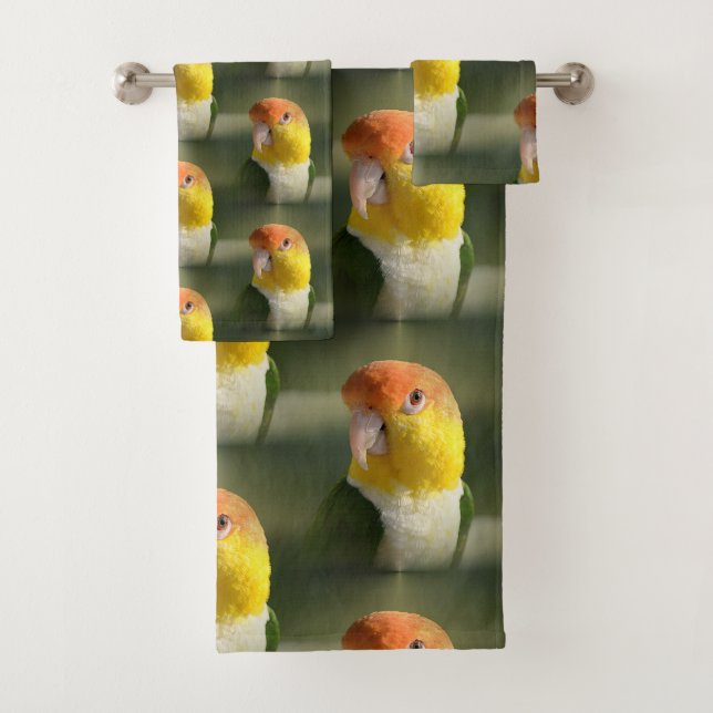 Niedliches Weiß aufgeblähter Caique-Papagei Badhandtuch Set (Insitu)