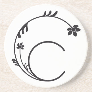 NIEDLICHES WEISS DES BLUMEN-MONOGRAMM-BUCHSTABE-C SANDSTEIN UNTERSETZER