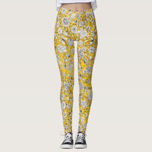 Niedliches, weißes, blumengelbes Design Leggings