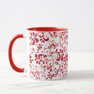 Niedliches, weißes Blumenmuster Tasse