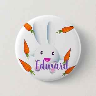 Niedliches Weißes Bunny & Carrots Button