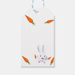 Niedliches Weißes Bunny & Carrots Geschenkanhänger