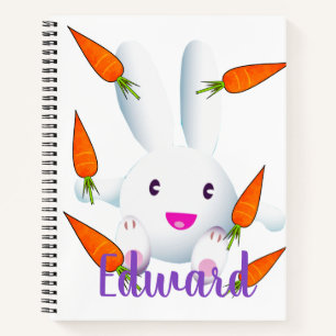 Niedliches Weißes Bunny & Carrots Notizbuch