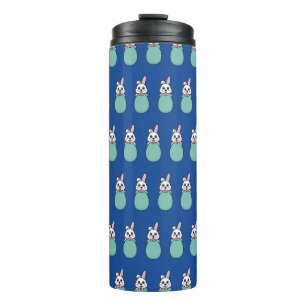 Niedliches Weißes Bunny Holding Ostereier Muster Thermosbecher