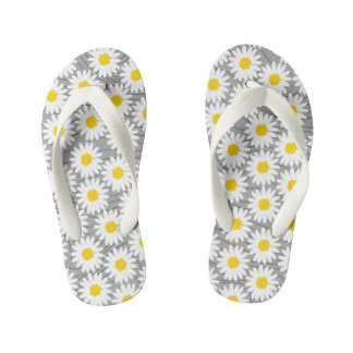 Niedliches weißes Chamomile graues Girl Flip Flops