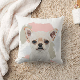 Niedliches Weißes Chihuahua Abstrakt rosa Hintergr Kissen