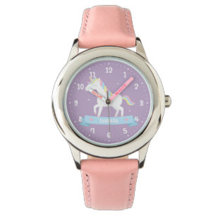 Niedliches weißes Einhorn Mädchen Uhr