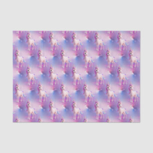 Niedliches weißes Einhorn mit rosa und blauem Mane Seidenpapier