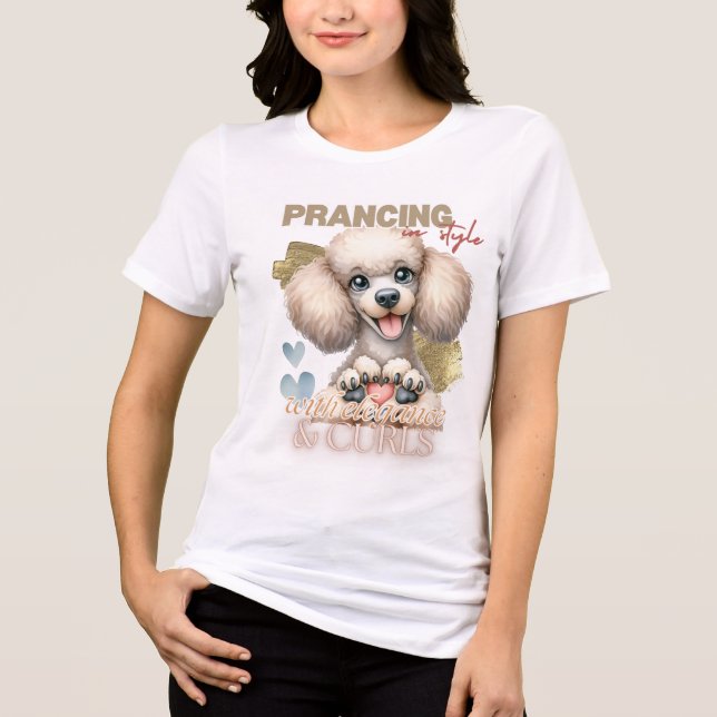 NIEDLICHES WEISSES FRANZÖSISCHES POODLE DOG-SPRICH Tri-Blend SHIRT (Vorderseite)