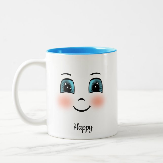 Niedliches, weißes Gesicht Zweifarbige Tasse (Links)