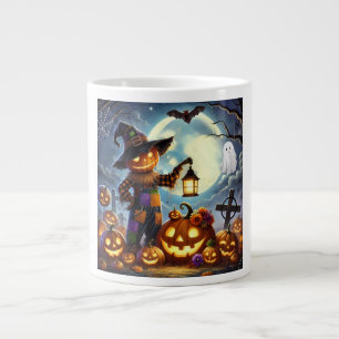 Niedliches, weißes Halloweenschaukeln und Kürbisse Jumbo-Tasse