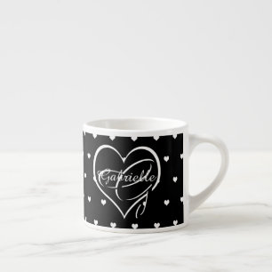 Niedliches Weißes Herz auf Monogramm für den schwa Espressotasse