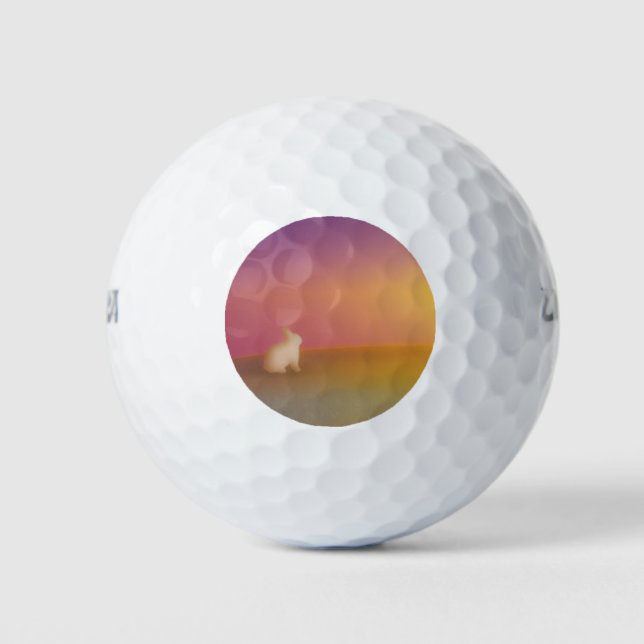 Niedliches Weißes Kaninchen auf Grassy Hill bei So Golfball (Vorderseite)