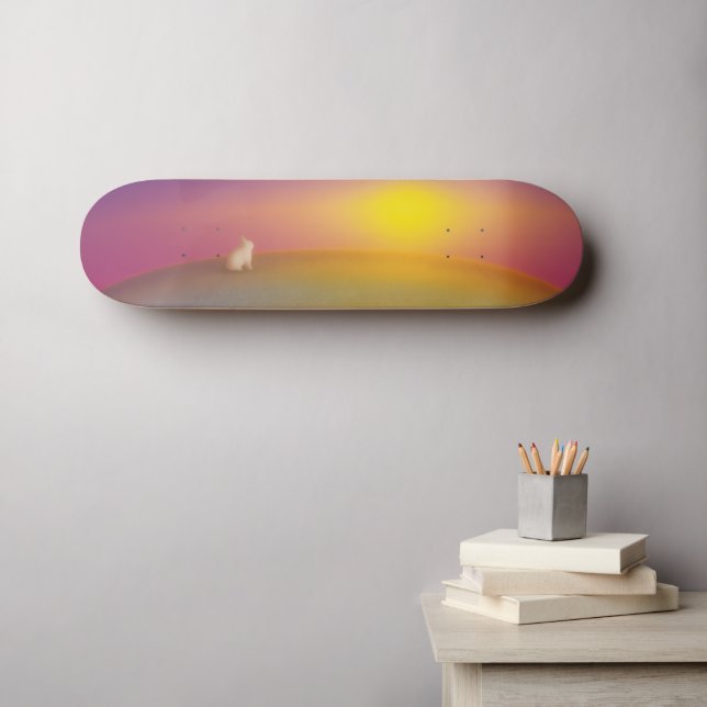 Niedliches Weißes Kaninchen auf Grassy Hill bei So Skateboard (Wandkunst (Horz))