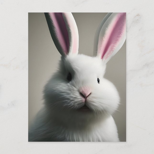 Niedliches Weißes Kaninchen Postkarte (Vorderseite)