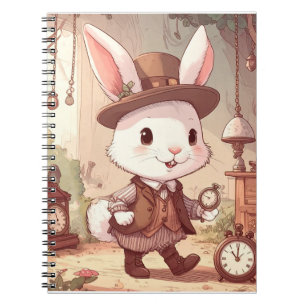 Niedliches Weißes Kaninchen Wunderland Whimsical Z Notizblock