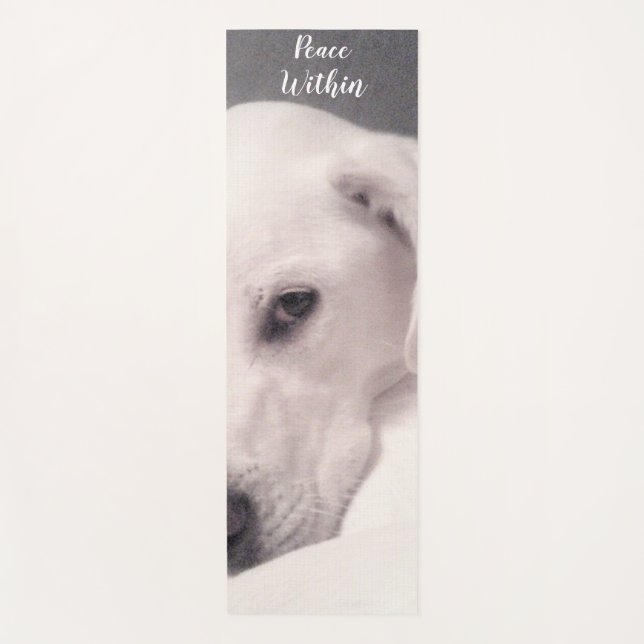 Niedliches weißes Labrador-Mix Dog Graue Yoga Mat Yogamatte (Vorderseite)